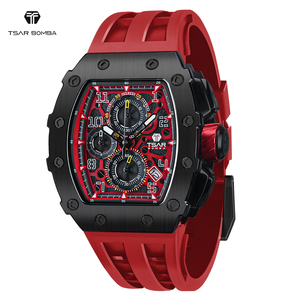 <span class=keywords><strong>Montre</strong></span> Tonneau pour homme <span class=keywords><strong>TSAR</strong></span> BOMBA avec bracelet en silicone - Product Image 1