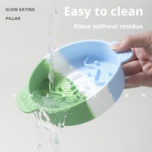 Bol de Nourriture Lente en Silicone Solide Écologique <span class=keywords><strong>pour</strong></span> Petits/Moyens Chiens et Chats Anti-Étouffement Anti-Chute Antidérapant Bac à Grain Spécial - Product Image 5