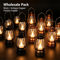 Mini Vintage Plastik-LED-Laterne Flackernde Flammenlose Kerze Batteriebetrieben Retro Rote Hängelaterne für Zuhause und Partys