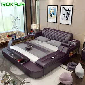 Современная роскошная секс-кровать, многофункциональная музыкальная Автоматическая массажная кровать, кожаные кровати с ящиками, Сейф