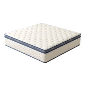 Matelas à ressorts contemporain à fermeté moyenne avec surmatelas intégré, revêtement en tissu beige et bleu, pour chambre à coucher - Product Image 1