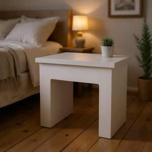 PARISLOFT Mesita de Noche de Madera Maciza, Mesa Auxiliar Pequeña para Dormitorio Estilo Rústico con Almacenamiento y Patas, Diseño Moderno - Product Image 2