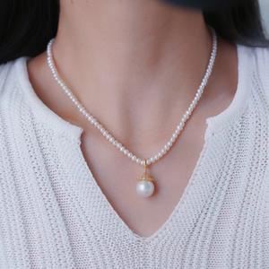 DIY Simple Style S925 Silver Pendant with 10-13mm Round Beads Empty Holder <b>Concealer</b> Necklace Accessory 31166 - Product Image 2