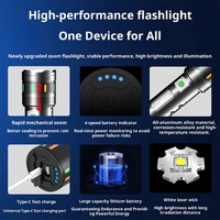 Lampe torche puissante à LED laser blanc fluorescent, torche lumineuse de nuit, étanche, type-C USB, affichage numérique, lampes de poche d'extérieur