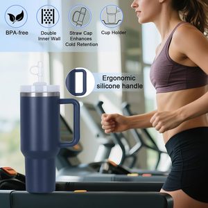 Stainless Steel 40 Oz Cylindrical Vacuum Flask Tumbler with Handle Travel <b>Mug</b> Unisex Mixed Colors Bulk Pack - Product Image 4