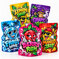 Sachets Mylar 3,5g 7g personnalisés imprimés en gros, pochettes Doypack verticales avec fenêtre transparente, fermeture éclair et encoche de déchirement