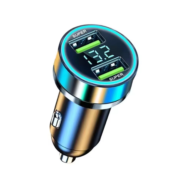 240W Car Charger Dual USB Ports 120W Super Fast Charging with Digital Display Quick Charging Adapter