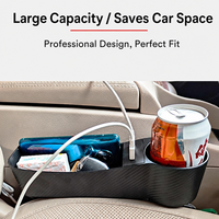 Boîte de rangement pour l'espace entre les sièges de voiture CarFu AC-2294, en fibre de carbone ABS, avec porte-gobelet, chargeur USB, organisateur intérieur, fabrication directe OEM