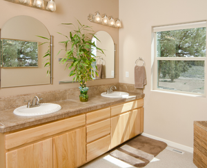 Mueble de baño de madera contrachapada para colgar en la pared de tocador RTA elegante de estilo europeo para uso en apartamentos - Product Image 1