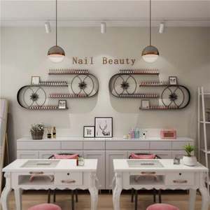 Présentoir de salon de manucure Vernis à ongles Tenture murale avec étagère lumineuse - Product Image 5