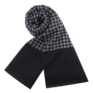 Écharpe Jacquard Épaisse à Carreaux en Mélange de Laine Teinte en Fil, Écologique et Personnalisée, pour Homme, Style Business Décontracté, Chaude, avec Pompons - Product Image 1
