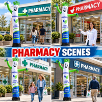 Ballon publicitaire gonflable Air Dancer pour pharmacie, idéal pour une visibilité claire de votre emplacement et de votre communauté, conception personnalisée pour affichage en magasin.