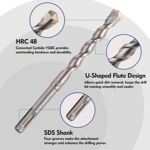 GreatStar SDS-Plus Rotary Hammer <b>Drill</b> <b>Bits</b> Chisel Carbide-Tipped Masonry Chisels 110-210mm Concrete Stone Brick - Product Image 4