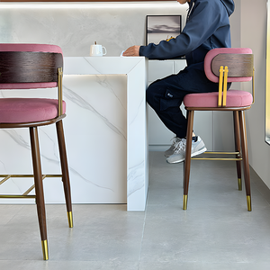 <span class=keywords><strong>Chaise</strong></span> commerciale <span class=keywords><strong>de</strong></span> réception pour bureau <span class=keywords><strong>de</strong></span> vente d'hôtels au design moderne et simple Tabouret <span class=keywords><strong>de</strong></span> <span class=keywords><strong>bar</strong></span> en acier au carbone <span class=keywords><strong>de</strong></span> luxe léger <span class=keywords><strong>Chaise</strong></span> haute - Product Image 3