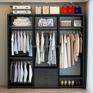 [Version haute] Porte-vêtements en métal, Étagère de rangement ouverte, Étagère à assembler, Étagère sur pied, Porte-manteau avec rangement - Product Image 3