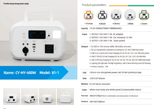 Generador Solar Portátil E-NiCE de 600W con 4 Puertos USB para Camping, Viajes y Uso Doméstico de Respaldo, Salida de Onda Sinusoidal Pura A1-1 - Product Image 4