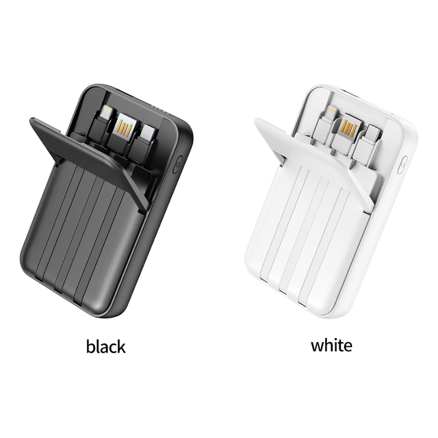 Factory Wholesale 10000mAh High Capacity Power Bank Built-in Cord PD 22.5W Fast Charge Wireless Charging Powerbank With Holder