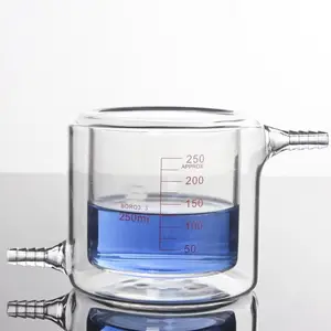 Hot sale high quality double layer laboratory jacketed beaker glass reaction bottle for sale