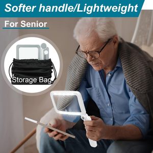 Custom Logo Led Magnifier 5X <b>Acrylic</b> Lens With Light For Reading Seniors Low Vision Folding Design Grey <b>White</b> - Product Image 5
