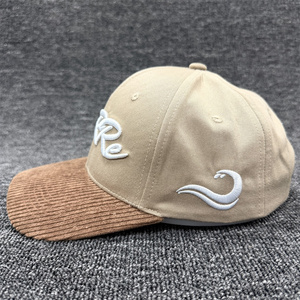 Gorra <span class=keywords><strong>de</strong></span> Béisbol <span class=keywords><strong>de</strong></span> Seis Paneles Personalizada con Parche Tejido <span class=keywords><strong>de</strong></span> Dos Tonos, Corduroy y Algodón, Logotipo Bordado, Gorras Deportivas <span class=keywords><strong>de</strong></span> Diseño - Product Image 3