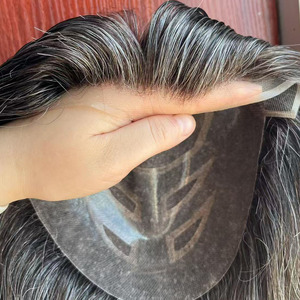 Prothèse capillaire Lace Front Mono Poly Skin pour hommes, en cheveux humains indiens, pour cheveux clairsemés - Product Image 1