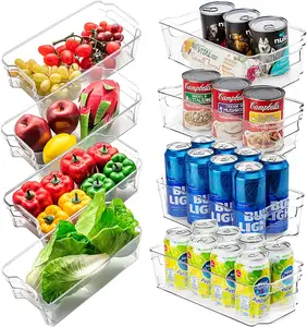 8 Pcs Clear Pantry Lagerplätze mit Griff Kühlschrank Küche Gefrier schrank Organisation Lebensmittel Gemüse Getränke Organizer für Kühlschrank