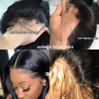 Toupet pré-épilé 100% cheveux humains, frontal en dentelle HD transparente uniquement, 13X4 13X6, fermeture frontale en dentelle HD.