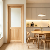 Bulk Order Solid Cedar Wood Interior Glass Door Custom Size Solid Timber Indoor Door