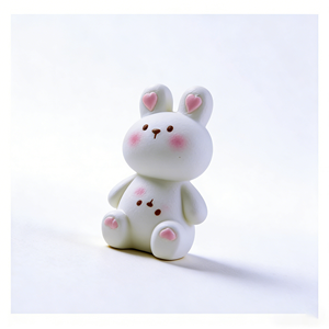 ตุ๊กตากระต่ายเรซิ่นน่ารัก รูปปั้นกระต่ายสีขาวสไตล์คาวาอิ พร้อมหัวใจสีชมพูสำหรับตกแต่งโต๊ะ - Product Image 3
