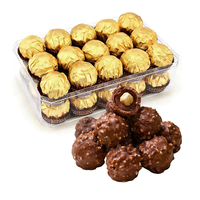 Bombones OEM al por Mayor, Bola de Chocolate Crujiente con Nueces, Bola de Oblea Dorada con Relleno de Salsa de Chocolate, Caja de Regalo para el Día de San Valentín