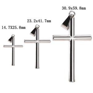 Colliers pendentifs croix cylindriques classiques pour hommes et garçons en acier inoxydable couleur or et argent, bijoux de mode pour la foi et la prière - Product Image 4