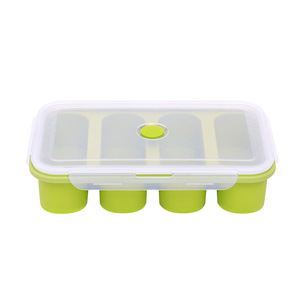 Silicone Freezer Trays Extra Large Soup Ice <strong>Cube</strong> Tray Food Freezing Molds <strong>4</strong> Giant <strong>Storage</strong> for Food Meal Sauce with Lid - Product Image 4