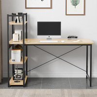 Bureau d'ordinateur simple, table d'e-sport, poste de travail multifonction en bois, bureau d'étude avec étagère de rangement à plusieurs niveaux