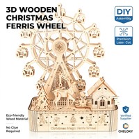 Rompecabezas Mecánico 3D de Madera con Diseño Personalizado, Modelo Giratorio de Rueda de la Fortuna Navideña, Recuerdo de la Feria de Invierno