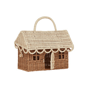 Sac de rangement en forme de maison tissée pour jouets d'enfants, panier de transport avec porte et fenêtres, design portable - Product Image 5