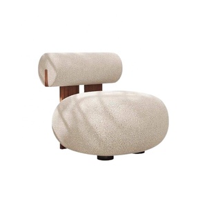 Sillón Minimalista <span class=keywords><strong>para</strong></span> Espacios Pequeños, Respaldo Cilíndrico Tapizado en Bouclé, <span class=keywords><strong>para</strong></span> Sala de Estar - Product Image 2