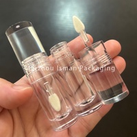 Tube de gloss à lèvres rond transparent ISMAN 3 ml, emballage vide en PET transparent, applicateur en forme de cœur unique, logo personnalisé