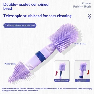 Travel Baby Bottle Cleaning Set Silicone Travel Bottle Brush Set and <b>Drying</b> <b>Rack</b>, Portable Cleaning for Nipples, Straws - Product Image 2