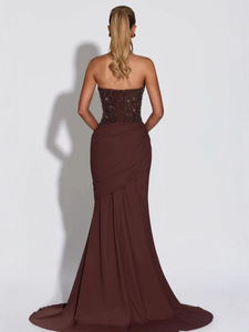 <span class=keywords><strong>Robe</strong></span> de soirée <span class=keywords><strong>longue</strong></span> élégante à col halterneck, à découpes brillantes, tube top, sans manches, nouvelle arrivée, vente en gros, robes décontractées pour femmes - Product Image 2