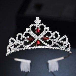 <span class=keywords><strong>Couronne</strong></span> de fête de mariage en alliage de zinc plaqué argent avec cristaux en strass pour femmes Accessoires de cheveux de mariée - Product Image 2