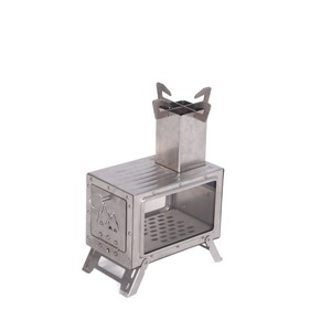 Estufa portátil de acero inoxidable para quemar leña, para acampar al aire libre, calefacción de tiendas de campaña, horno cuadrado plegable de escritorio - Product Image 4