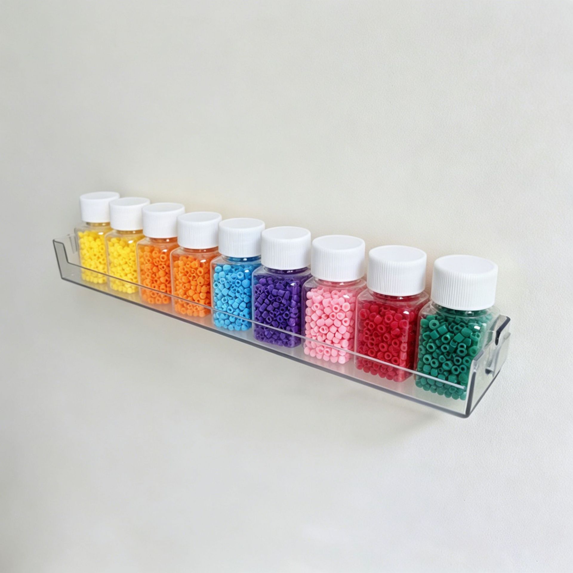 Storage rack with 9 Perler bead jars [excluding contents]