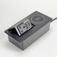 Enchufe de Corriente Extensible Industrial con Cargador Inalámbrico USB, Corriente Nominal de 10A, Diseño Oculto para Escritorio, WiFi