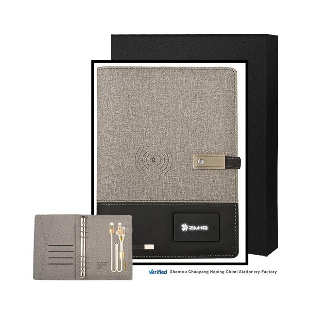 Promotion Cheap Smart Business Notebook with Wireless Power Bank