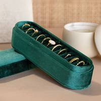 Hochwertige Samt Schmucks cha tulle Luxuriöse Ringe Schmuck behälter Vintage Ringe Ohrringe Modische Vitrine Box Grün