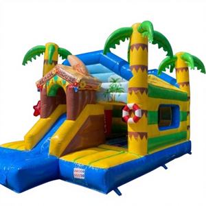 Castillo Inflable de Alta Calidad con Tobogán, Diseño de Palmeras Tropicales, Fácil de Instalar, 6x4x5m, WINWAYTOYS - Product Image 1