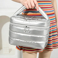 Nouvelle Trousse de Maquillage Grande Capacité en Tissu Polyester avec Fermeture Éclair, Portable pour Voyage et Essentiels de Sac