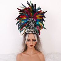 Coiffes en plumes multicolores, structure robuste, pour Halloween, carnavals et spectacles sur scène, vente en gros
