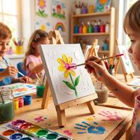 Mini toile pour enfants personnalisée, directement de l'usine, avec chevalet en bois, panneau de peinture blanc vierge, vente en gros OEM