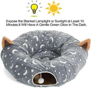 ZYZPET <span class=keywords><strong>Cat</strong></span> Tunnel Tube con peluche Ball Toys fotoluminescenza autoluminosa pieghevole, per animali domestici conigli, Puppy Grey <span class=keywords><strong>Moon</strong></span> Star - Product Image 4